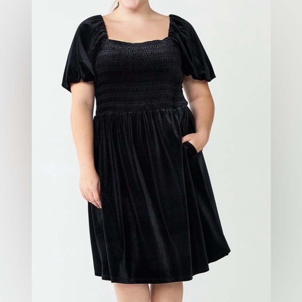Draper James RSVP Black Velvet Midi Dress - NEW - Size 2X